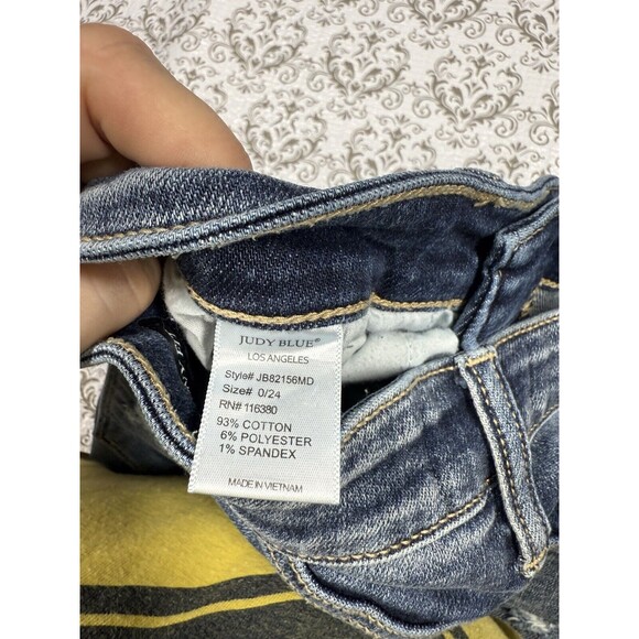 JUDY‎ BLUE Button-Fly Skinny Fit Jeans Womens Sz 0 24 Med Blue High Rise Stretch - Picture 7 of 9